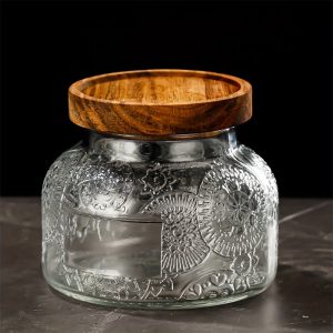 1pc Glass Storage Jar with Lid, Sealed Tea Container, Kitchen Organizer Bottle for Grains