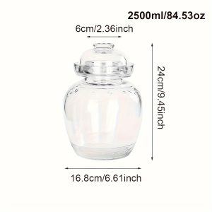 Single Piece, 84.54oz Glass Jar Designed for Fermenting Pickles, Kimchi, And Cabbage, Suitable for Kitchen Use