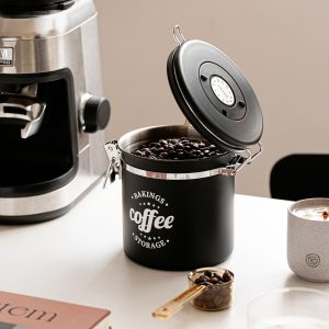 Fashionable Coffee Storage Canister, Stainless Steel, Vacuum One-Way Exhaust Preservation Container, Tea Sealed Container, Ins-Style Food Sealing And Freshness Preservation Jar, Home Gift (Ramadan, Christmas, Halloween, Easter, Thanksgiving)