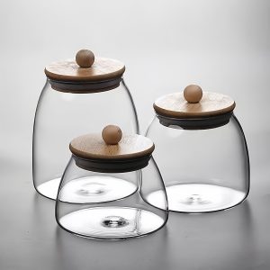 3pcs High Borosilicate Heat-Resistant Transparent Glass Storage Jars with Lids, 28.74oz Large Capacity Airtight Containers for Dried Fruits, Tea, and Candies